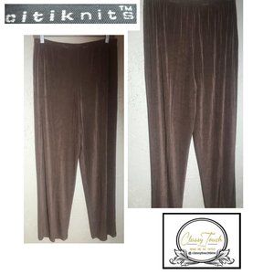 Citiknit New Brown Knit Dress Pants Size M